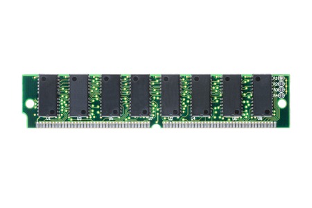 closeup SIMM 72-pin RAM isolated on white background