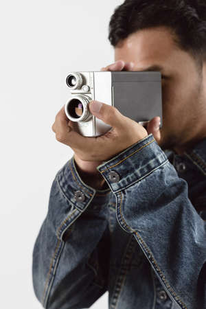 old vintage VDO camera in handの写真素材