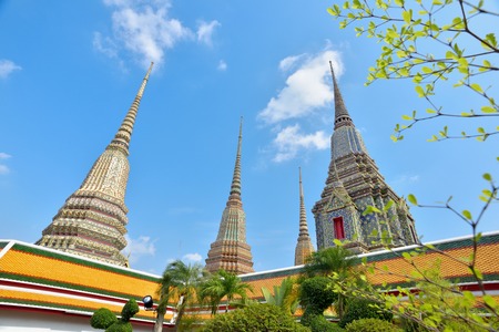 BANGKOK, THAILAND - FEBRUARY 19, 2015: Ancient stupas at Wat Pho (Wat Phra Chetupon Vimolmangklararm) in Bangkok, Thailand.のeditorial素材
