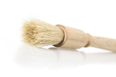 Pastry basting brush with wooden handle isolated on white background