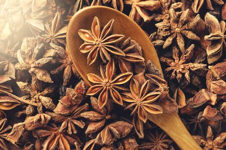 closeup details of star aniseの写真素材