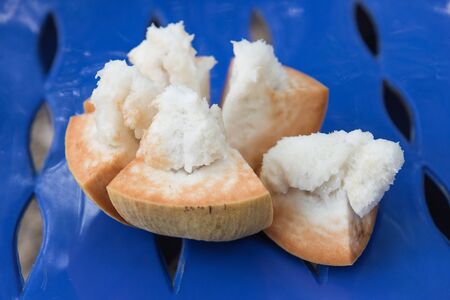 eating the santol or sentul, Thai fruitの写真素材