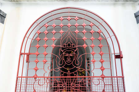 Decorations in Loha Prasat Metal Palace in Wat Ratchanaddaram Worawihan, Bangkok Thailand.のeditorial素材