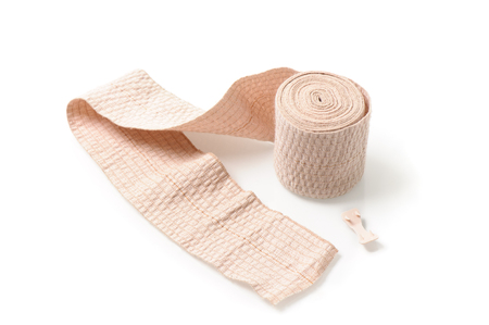 closeup bandage isolated on white backgroundの写真素材