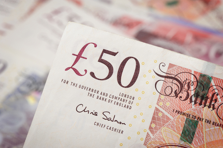 closeup Banknotes of the pound sterling