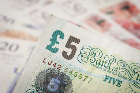 closeup Banknotes of the pound sterlingの写真素材