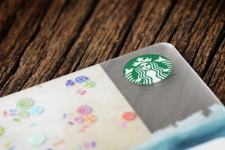 BANGKOK, THAILAND - APRIL 23, 2015: The Starbucks card 2015 in Thailand.のeditorial素材