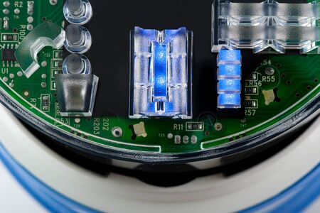 closeup Blue LED (Light Emitting Diode) indicator