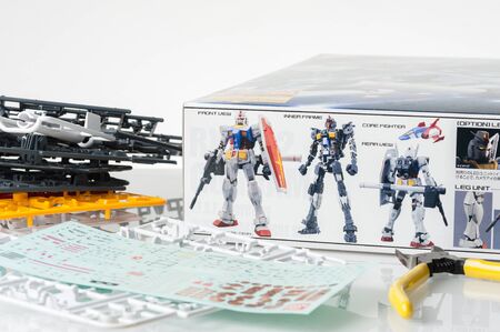 BANGKOK, THAILAND - MAY 17, 2015: Gundam on the box of master grade ver.3.0 RX-78-2 Gundam Model....