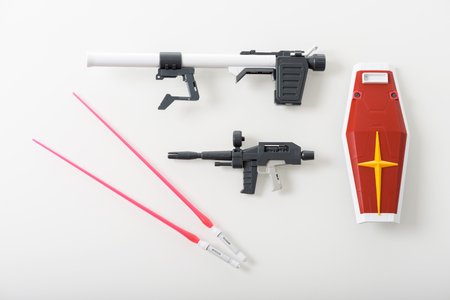 CHONBURI, THAILAND - MAY 21, 2015: Weapons of Gundam RX-78-2 model (without sticker) on white background.のeditorial素材