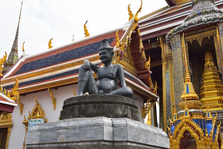 BANGKOK, THAILAND - FEBRUARY 19, 2015: Decoratoins of Wat Phra Kaew in Bangkok, Thailand. Wat Phra Kaew or Wat Phra Si Rattana Satsadaram is regarded as the most sacred Buddhist temple in Thailand.のeditorial素材