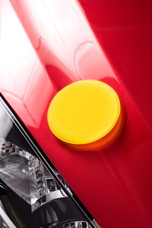 car care, polishing the red carの写真素材