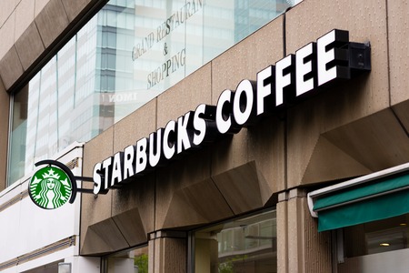 HOKKAIDO,JAPAN - JULY 25, 2015: The exterior of a Starbucks Coffee store. Starbucks is the largest...