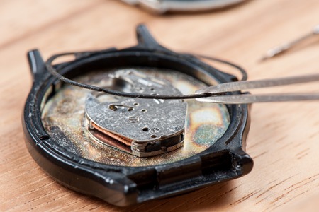 closeup the parts of watchの写真素材