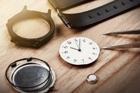 closeup the parts of watch