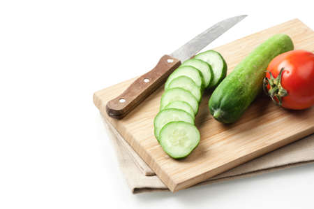 fresh cucumbers isolated on white backgroundの写真素材