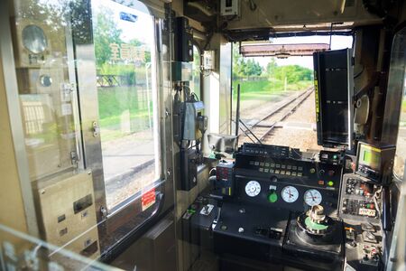HOKKAIDO, JAPAN - JULY 24: 2015: Interior of local train driver in Hokkaido, Japan.のeditorial素材