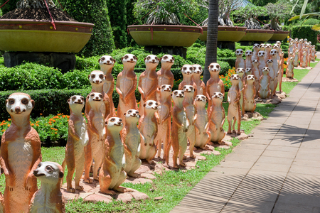 CHONBURI, THAILAND - AUGUST 08, 2015: Beautiful garden decoration in Nong Nooch Tropical Botanical Garden. Nong Nooch Tropical Botanical Garden is a 500-acre botanical garden in Chonburi, Thailand.のeditorial素材