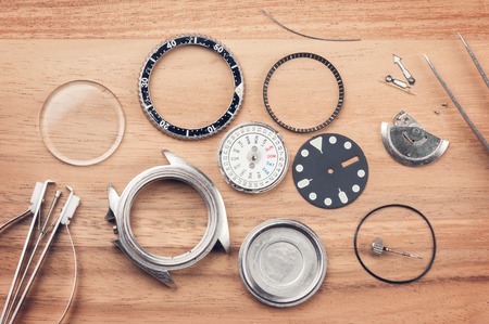 closeup the parts of automatic wristwatchの写真素材