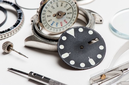 closeup the parts of automatic wristwatchの写真素材