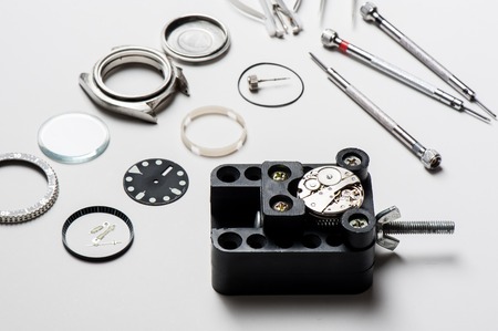 closeup the parts of automatic wristwatchの写真素材