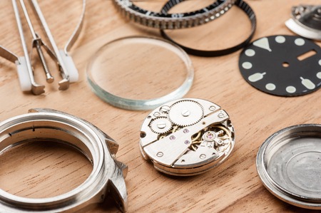 closeup the parts of automatic wristwatchの写真素材