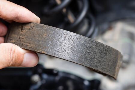 worn motorcycle drum breaks shoe