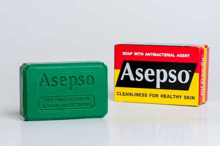 BANGKOK, THAILAND - JANUARY 18, 2016: The bar soap with antibacterial agent from Asepso.のeditorial素材