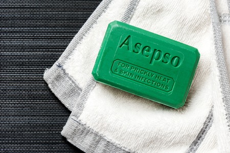 BANGKOK, THAILAND - JANUARY 18, 2016: The bar soap with antibacterial agent from Asepso.のeditorial素材
