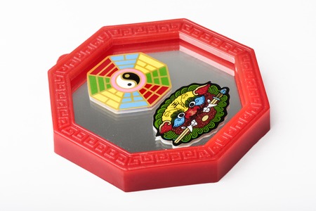 Octagon mirror or Feng Shui Bagua Mirror, Chinese use to repel negative energy.の写真素材