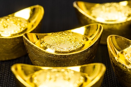 chinese gold ingot, chinese gold nuggetの写真素材