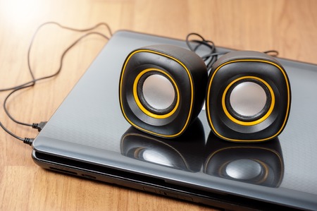 mini USB stereo speakers for Laptopの写真素材