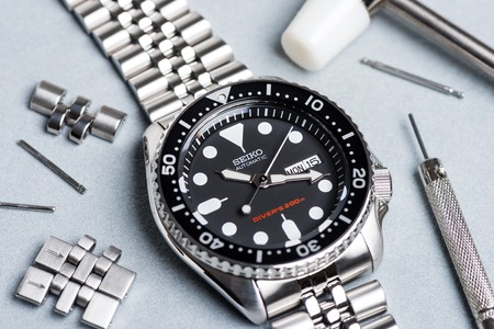 BANGKOK, THAILAND - FEBRUARY 15, 2016: The SEIKO Diver's 200m Automatic SKX007 with 7S26 movement...