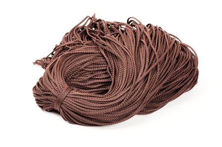 closeup brown polyester rope, Synthetic fibres ropeの写真素材