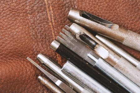 variety of punching tools for leather work and DIYの写真素材