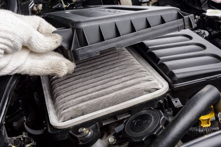 replacing the air filter for car, automotive spare part