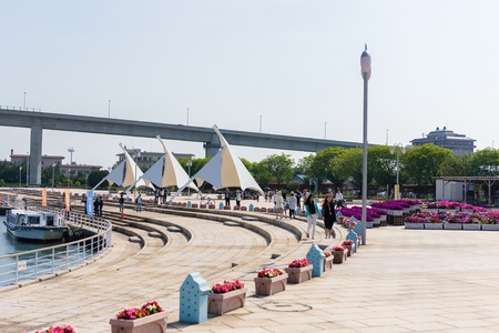 TOYAMA, JAPAN - MAY 15, 2016: Kaiwo Maru Park, Toyama Bay. Toyama Bay is the most beautiful bays in the world.のeditorial素材