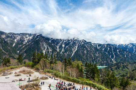TOYAMA, JAPAN - MAY 17, 2016: Beatiful nature around Kurobedaira Station. Kurobedaira Station is a funicular and cable car station in Tateyama, Toyama Prefecture, Japan.のeditorial素材