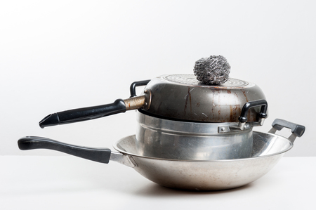 stainless steel scrubber, scouring pad for dish washingの写真素材