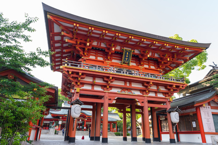 KOBE, JAPAN - MAY 18, 2016: Ikuta-Jinja shrine in Kobe. Ikuta Shrine is a Shinto shrine in the Chuo Ward of Kobe, Japan.のeditorial素材