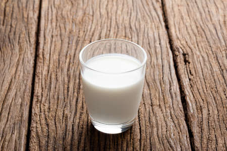 closeup a glass of fresh milk, Daily productの写真素材