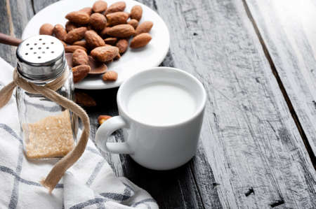 closeup a cup of hot milk, Daily productの写真素材
