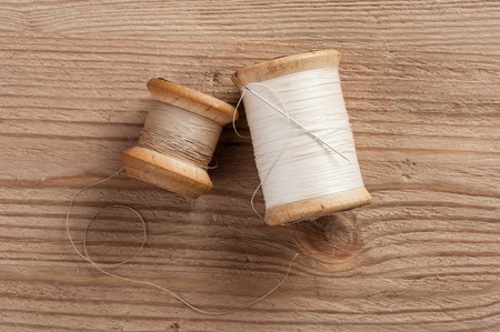 closeup thread for sewing and needlework, old reel of thread