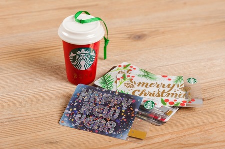 BANGKOK, THAILAND - JANUARY 09, 2017: The christmas 2016 collection of Starbucks card in Thailand.
