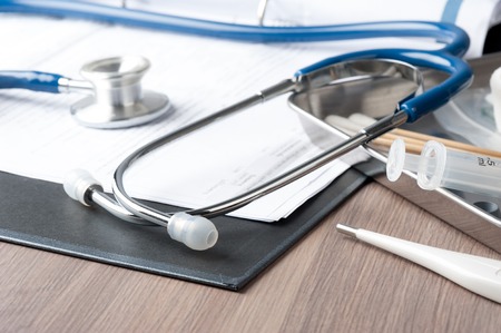 closeup stethoscope, medical tools, healthcare and medical conceptの写真素材