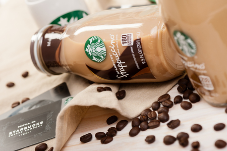 BANGKOK, THAILAND - MARCH 03, 2017: Bottle of Starbucks Frappuccino Coffee drink 9.5 Ounce.のeditorial素材