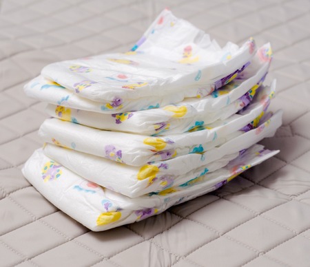 baby disposable diapers, newborn and baby hygiene conceptの写真素材