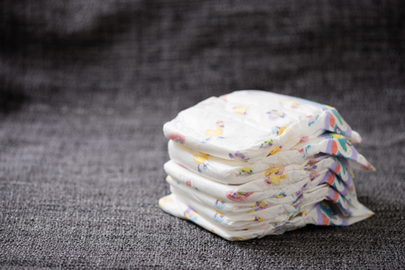 baby disposable diapers, newborn and baby hygiene conceptの写真素材