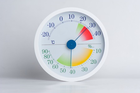 white modern style of analog Thermometer and Hygrometerの写真素材