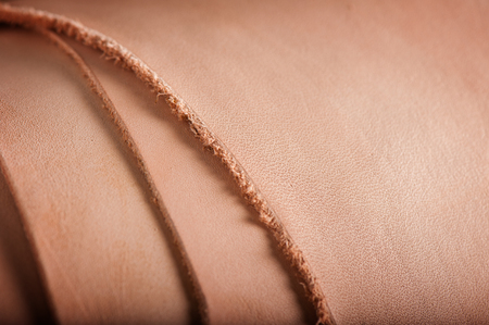 texture of vegetable tanned leather, raw material for leather workingの写真素材